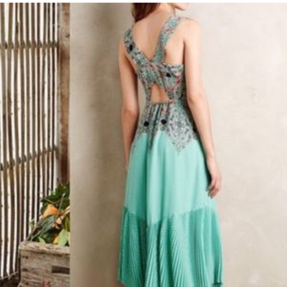 Anthropologie Maeve Canyon Creek Mint Paisley dress 2p NWOT - Picture 3 of 5